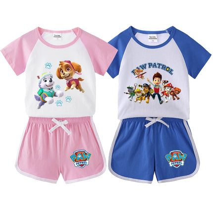 Children's Summer Pajama Set Kids Cartoon PAW Patrol T-shirt+Shorts Sets Boys Cotton Tops+Shorts 2Pcs Baby Boys Girls Sport Suit