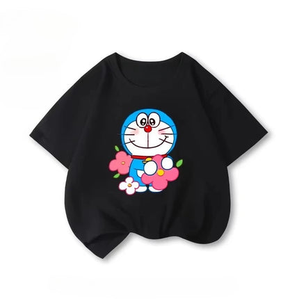 Potdemiel Doraemon Children's Pure Cotton T-Shirt, New Summer Style, Comfortable and Breathable Children's T-Shirt