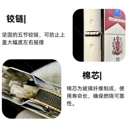 Zorro II White Copper Armor Kerosine Lighter Retro Windproof Grinding Wheel Lighter Men's Collection Gift smoking accessories