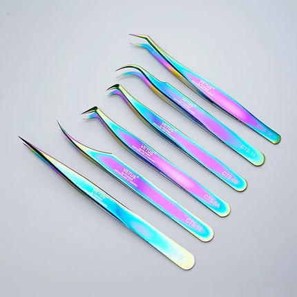 1PC Stainless Steel Lash Tweezers With Fiber Tips High Precision Tweezer Professional for Volume Fans Eyelash Extension