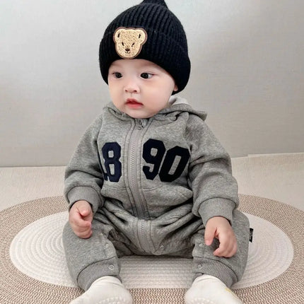 2024 Autumn Baby Boys Casual Print One Piece Long Sleeve Rompers Infant Toddler Sports Jumpsuit