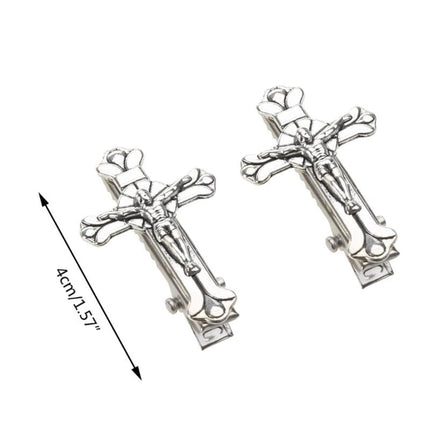 77HE Lace Crosses Hairclip Dark Hair Clip Headwear Crosses Hair Clip Balletcore