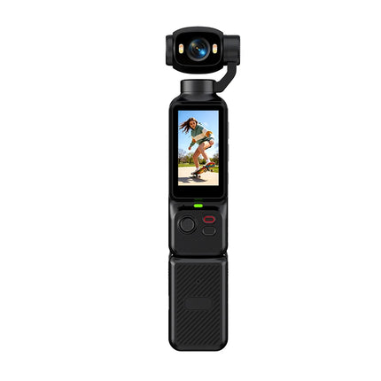 Handheld Gimbal Action Camera 4K HD 180° Rotatable Lens Anti-shake Pocket Vlog Camera with Fill Light for Outdoor Sports