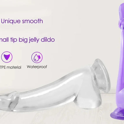 Purple Realistic Dildo Pink Crystal Penis Artificial Soft Smooth Dildo Anal Strap-on Stick with Balls Sex Toy for Women Adult18+