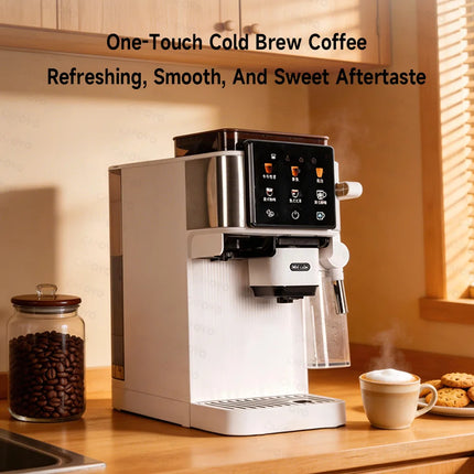 CAFOVO E151 3-in-1 Espresso Machine with Touchscreen Control and Built-in Grinder Automatic Milk Frother Cold Brew Coffee