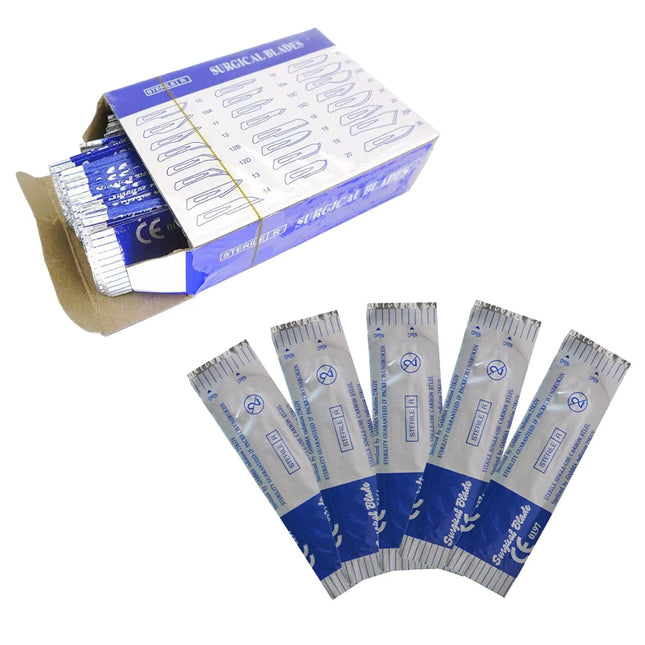 100pcs Sterile Medical Surgical Blades #10/11/21 for Eyebrow, Dental, Dissection, LAB, Animal Grooming, PCB Repair