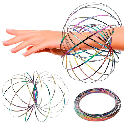 Spinner Ring Arm Magic Kinetic Spring 3D Bracelet Spring Fidget Ring Rainbow Interactive Spring Toy Gift for Adult Stress Relief