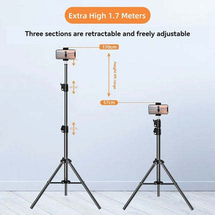 170cm Stretchable Holder Adjustable Height for Mobile Phone Live Support Tripod Multi-functional Recording Selfie Landing Tripod