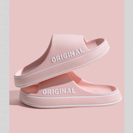 Feslishoet Women's Letter Slippers, Beach Slides, Solid Color Men's Thick Sole Indoor Bathroom Anti-Slip Shoes, Summer Couple Sandals