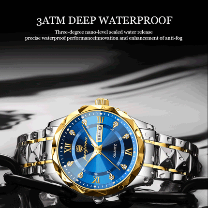 PAAZOMU Men's Wristwatch Top Brand Luxury Waterproof Luminous Date Week Men's Watches Stainless Steel Quartz Men's Watch Male reloj