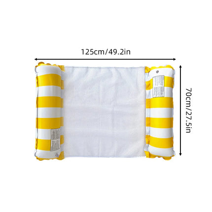 Striped Inflatable Water Hammock Float, Multi-Purpose Mesh Pool Lounger, Foldable Floating Bed, Beach and Summer Water Party Use