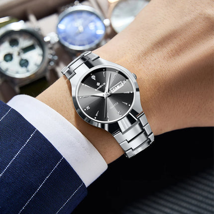 BANGWEI Luxury Business Men's Wristwatch Stainless Steel Waterproof Luminous Man Watch Date Week Fashion Quartz Watches For Men