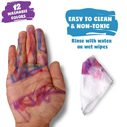 Washable Crayons 12 Colors, and Toddler Crayons, Watercolor, Non Toxic, 3 in 1, for Ages 4-8