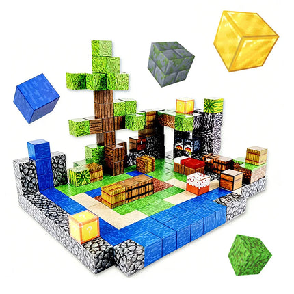 50-Piece Montessori Magnetic Blocks + Figure