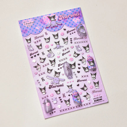 Embossed Sanrio Series Nail Stickers My Melody Hello Kitty Self-Adhesive Nail Parts Long-Lasting Colors Kuromi Nail Accessories