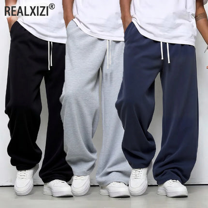 Men's Loose-fit Straight-leg Casual Pants Fashion Korean Wide-leg Sweatpants Outdoor Comfortable Lightweight Long Pants for Men