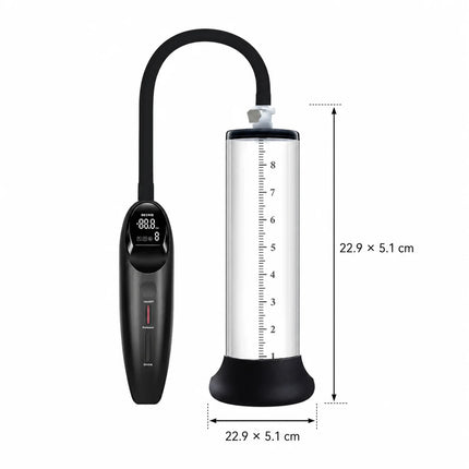 Electric Male Vacuum Pump with Clear Measuring Cylinder Digital Display Black Hose and Man Masturbation Trainer Sex Toy