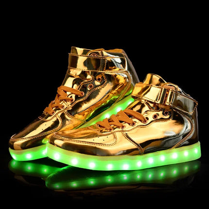 Wholesale LED Light-Up Shoes Plus Size High-Top Charging Colorful Night Fluorescent Couple Board Shoes From China Mainland