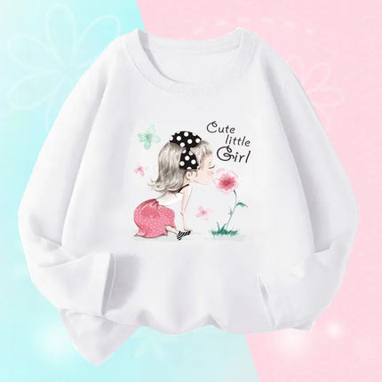 Kids T Shirt Floral Girl with Heart Bicycle Print Tops Girls Casual Cute Graphic Tee Shirt Long Sleeve Cartoon T-shirts