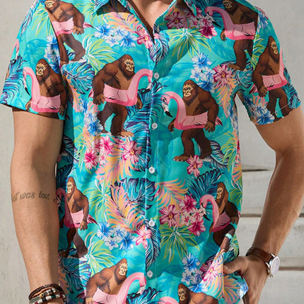 2026 Fashionable Hawaiian Shirt Unisex Funny and Personalized 3D-Printed Button-Down Shirt Beach Short-Sleeve Collared Shirt