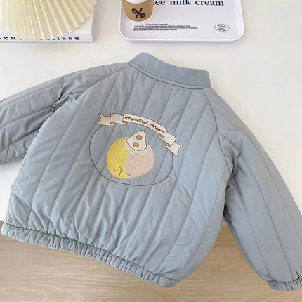 Toddler Baby Boy Girl Jackets Spring Autumn Long Sleeve Embroidery Fleece Cotton Kids Coats Outerwear Children Clothing