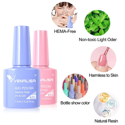 7.5ml Venalisa Nail Gel Polish HEMA FREE TPO FREE Full Coverage Semi Permanent Soak Off UV LED Gel Nail Polish Gel Varnish