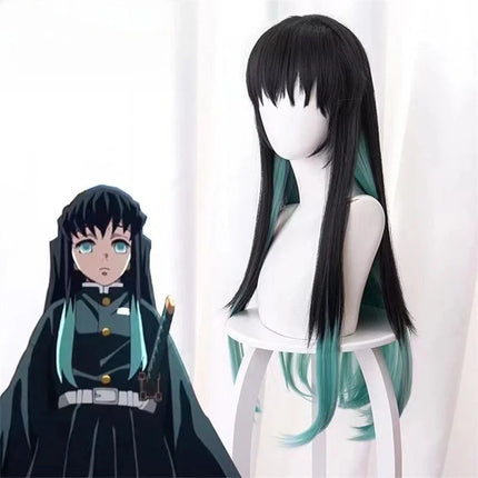 Anime Coser Heat Resistant Fiber High Quality Wig Party Demon Slayer Tokitou Muichirou Cosplay Wig Synthetic Long Straight Wig