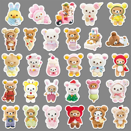 10/54pcs Rilakkuma Cute Stickers Anime Relaxed Bear DIY Art Supplies Notebook Stationery Paster Water Cup Decor Classic Toy Gift
