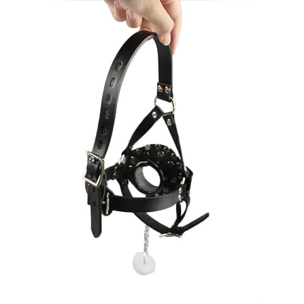 Faux Leather Head Harness Straps Open Mouth Gag Plug Cover BDSM Restraint Oral Fixation SM Roleplay Adult Sex Toys Women Couples
