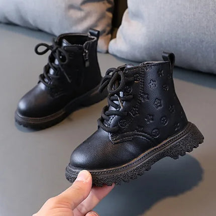 Bota Kid Boots Kid Fashion Boots Autumn Winter Boys British Plush Short Boot Girl Ankle Boots French Boy/ Girls Boot Kid Shoes