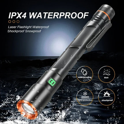 Mini Portable LED Flashlight Built-in Battery Torch With Pen Clip Tail Magnet USB Rechargeable Outdoor Camping Fishing Lantern