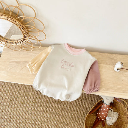 2024 Newborn Baby Romper Cotton Casual Boys Girls Jumpsuit Spring New Color Block Pullover Button Children Clothing 0-18M