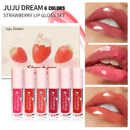 6PCS Soft  Luminous Hydrating Texture, Long-Lasting Moisturizing Pigmented Lip Gloss, Natural Shimmer Finish,  Gift for Women