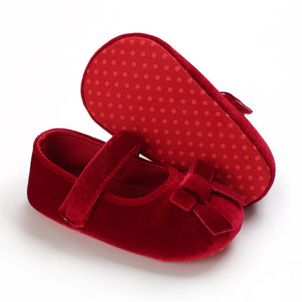 Fashionable Red Baby Shoes for Newborn Girls Cloth Bottom Elegant Noble Casual First Walking Shoes