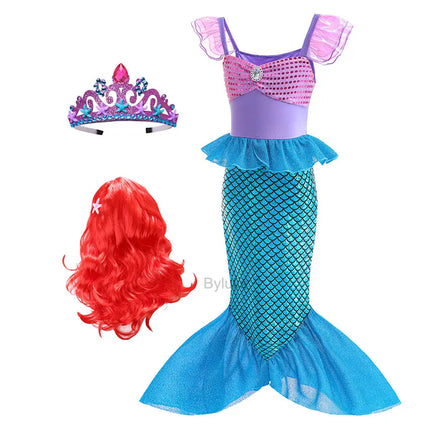 Fancy The Little Mermaid Costume Princess Ariel Mermaid Costume for Girls Ariel Carnival Halloween Costumes Party Dress Clothes