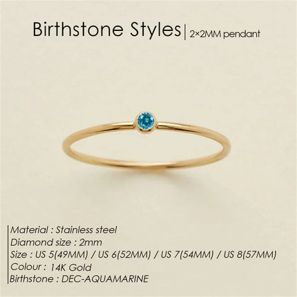 eManco Stainless Steel Birthstone Ring  Gold Color Simple Fashion Style For Women Festival Party Gift