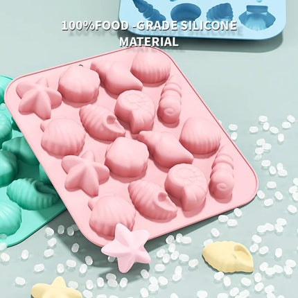 Seashell Silicone Molds, Ocean Themed Chocolate Molds,Shell,Starfish,Conch Candy Mold, Reusable for Cake Decoration,Party Treats