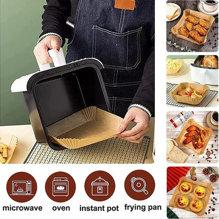 Square&Round&Rectangle Disposable Baking Paper Hot Air Fryer Paper Airfryer Cooking Baking Reusable Oven Food Waxed Paper Foil