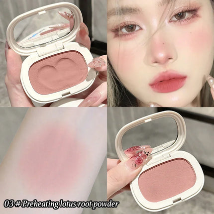 Single Color Blush Silky Texture High Color Rendering No Powder Feeling Low Saturation Long-lasting Natural Matte Blush