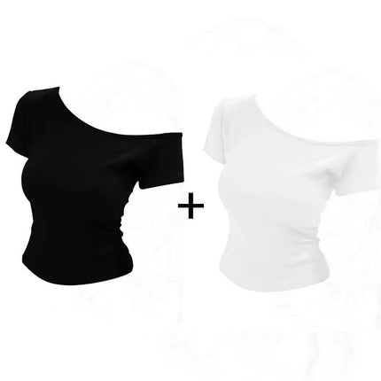 Slim Fit American Style Hot Girl Short Sleeve T-shirt 2025 Summer New Style Casual Versatile Short Length Women's Top