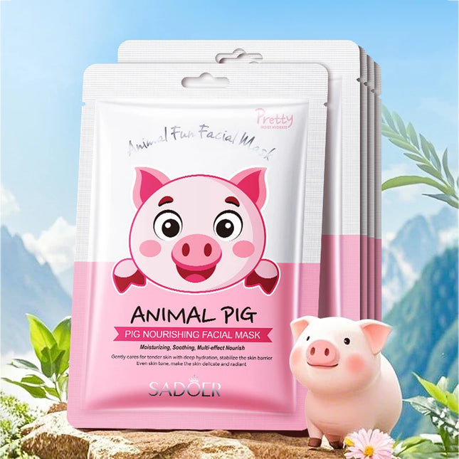 5pcs SADOER Animal Pattern Masks Face Mask Moisturizing Anti Wrinkles Anti-Aging Whitening Facial Masks Skin Care Novel Products