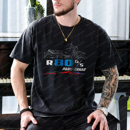 Motorcycle T-shirt for BMW R80G/S Paris Dakar 1984-1987 Fans and Riders Tees Summer Casual Short-sleeve Tees Men's Clothing