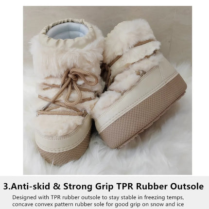 2025 Winter Ankle Boots for Women Platform Antiskid Waterproof Ski Boots Luxury Fluffy Furry Fur Boots Woman's Ankle Booties