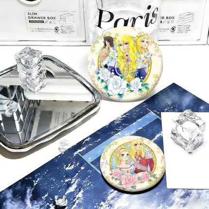manga art anime Rose of v-Versailles Lady Oscar round Badge Laser Style Peripheral Lapel Pins Goods Tinplate Brooch﻿ bag decor