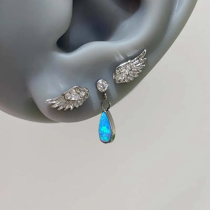 Fashion Silver Color Zircon Wing Stud Earrings for Women Luxury Shiny Crystal Geometric Personality Ear Bone Nail Jewelry Gifts