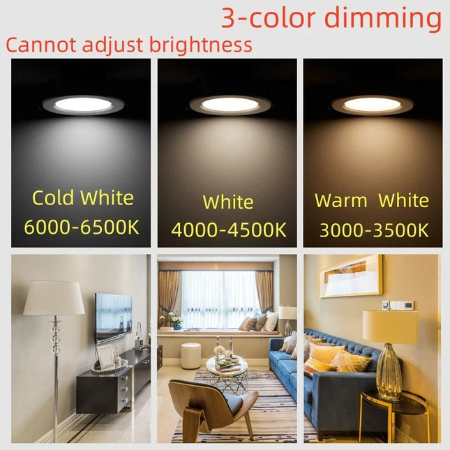 Dimmable  LED Downlight 10pcs Tricolor dimming  5W 7W 9W 12W 15W Spot Recessed LED Ceiling Downlight Light Tri-tone light Lamp