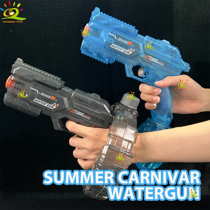 HUIQIBAO Electric Water Gun Toy for Kids Adults, Large Capacity Drum Magazine Automatic Water Pistol with Light, Summer Outdoor