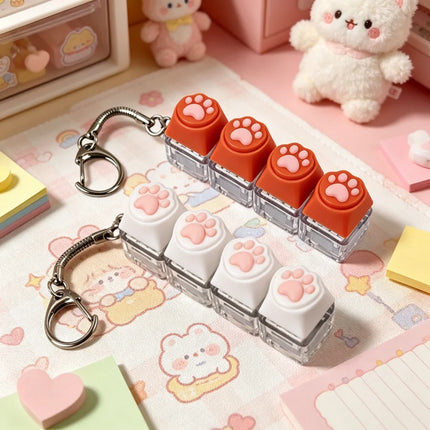 Silicone Soft Cat Claws Keychain Key Ring Pendant Mobile Phone Backpack Pendant Desktop Accessories Decompression Press Tools