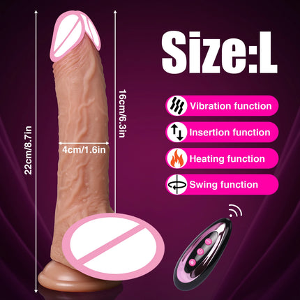 Realistic Dildo Telescopic Vibrator Rotating Penis Adult Dick Vagina Masturbation Anal Plug Heating Dildos Sex Toys For Women