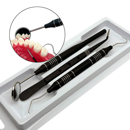 3pcs/KIt Dental Mouth Mirror Tweezers Curve Probe Kit Dental Stainless Steel Instrument For Dentist Oral cleaning Tool